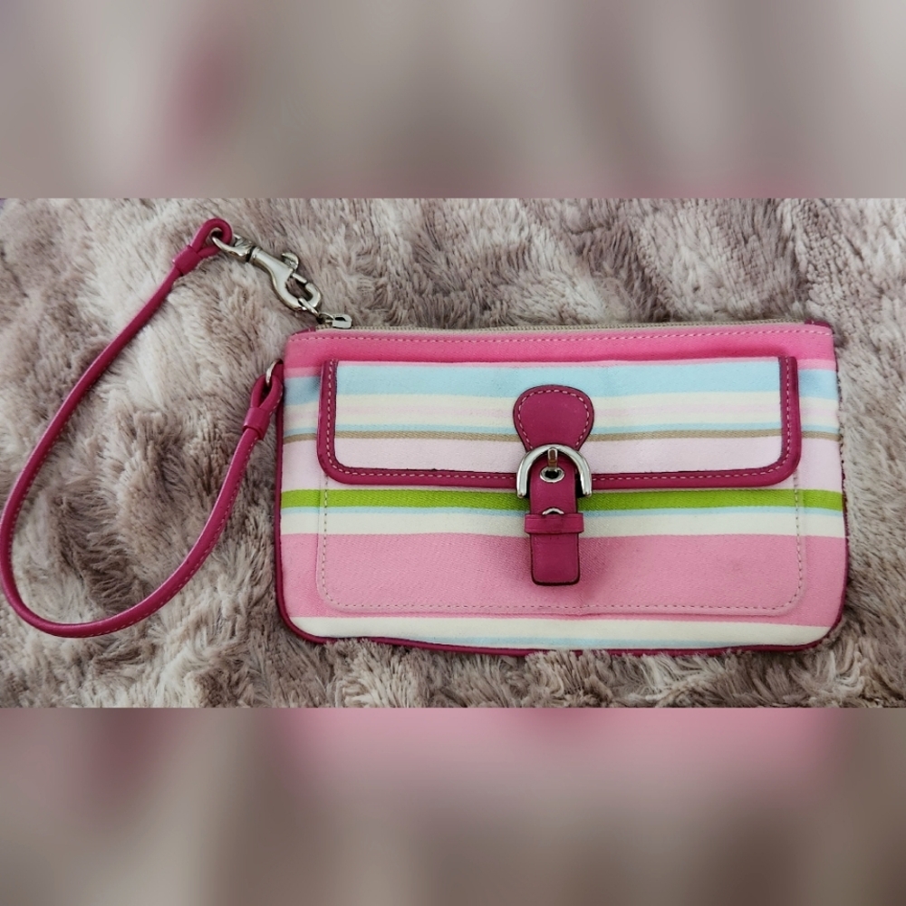 Coach SoHo Striped Wristlet